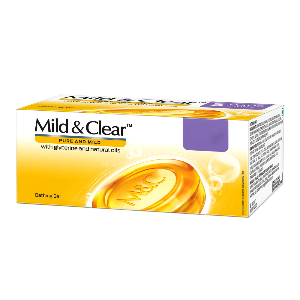 Mild & Clear Soap With Glycerine & Natural Oils: 5x100 gms