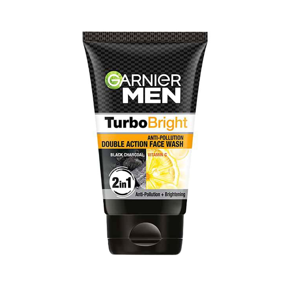 Garnier Men Turbo Bright Double Action Face Wash: 100 gms