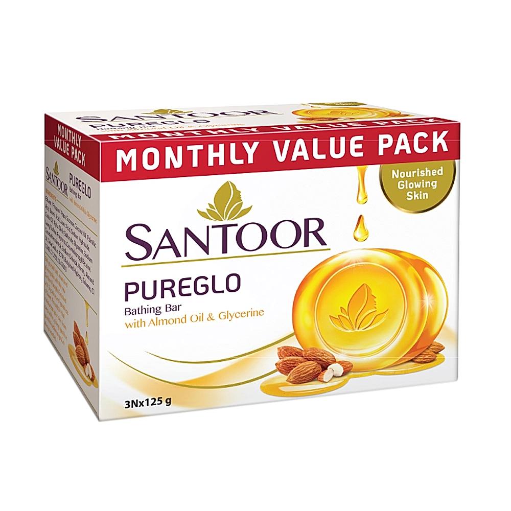 Santoor Glycerine Soap: 3x125 gms