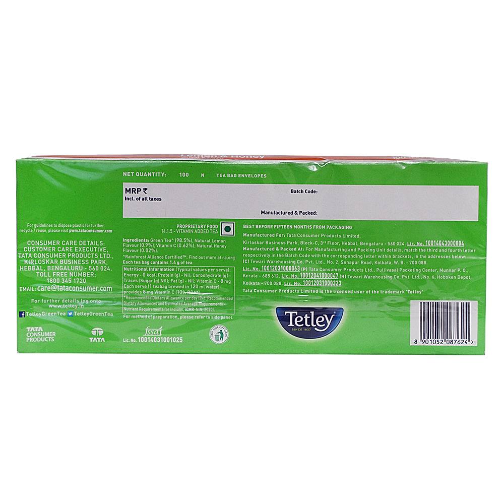 Tetley Green Tea Lemon & Honey: 100 Tea-Bags