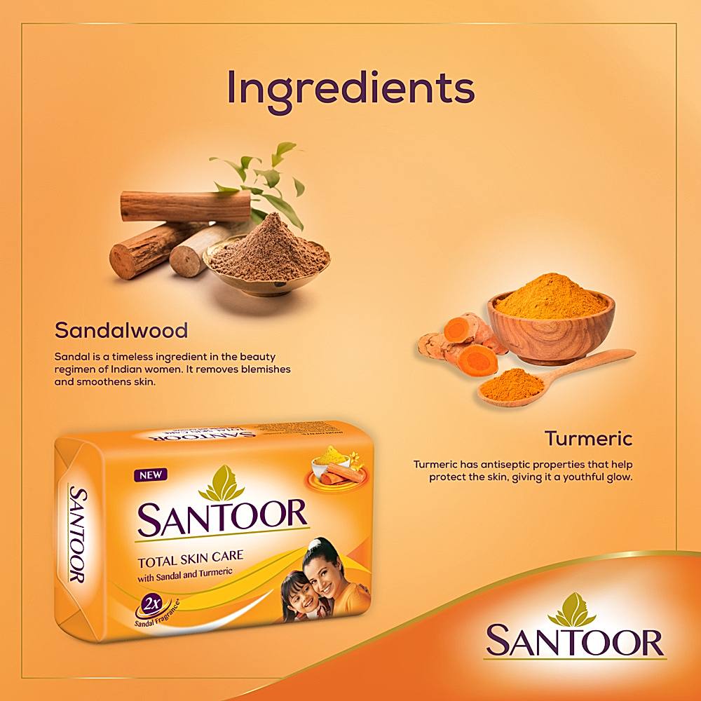 Santoor Sandal & Turmeric Soap: 4x150 gms