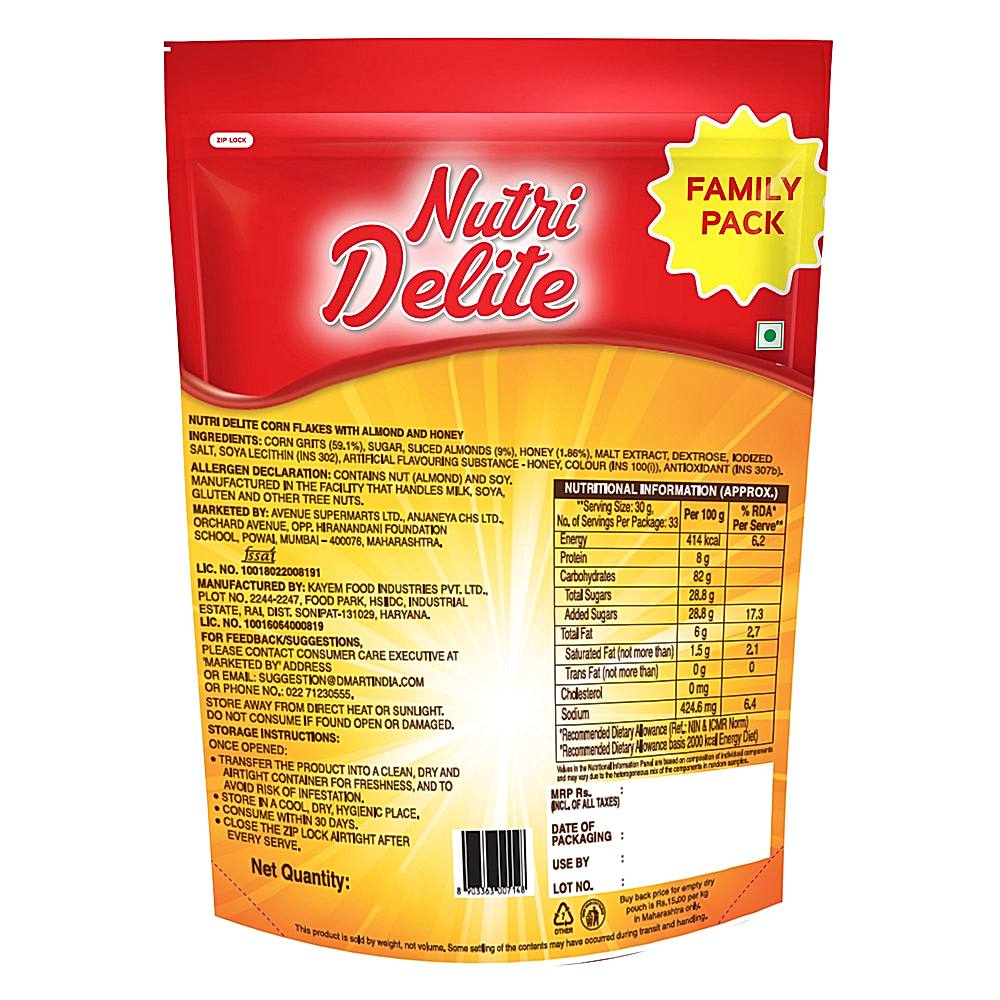 Nutri Delite Almond & Honey Cornflakes: 1 kg