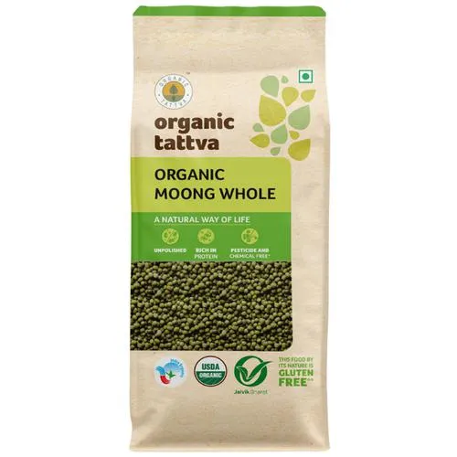 Organic Tattva Moong Dal/Hesaru Bele Whole, 1 kg Pouch