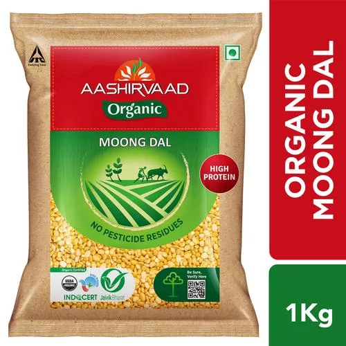 Aashirvaad Nature's Super Foods Organic Moong Dal/Hesaru Bele, 1 kg