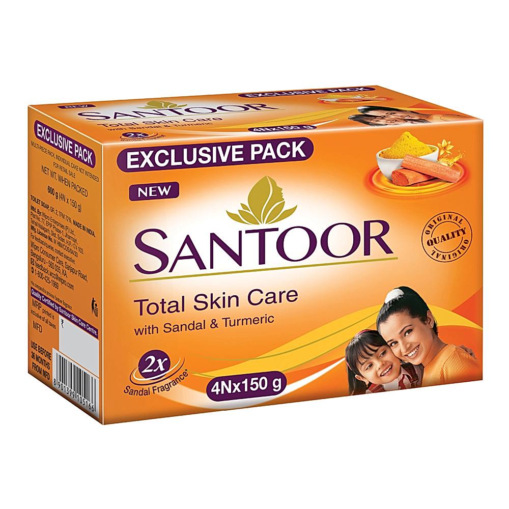 Santoor Sandal & Turmeric Soap: 4x150 gms