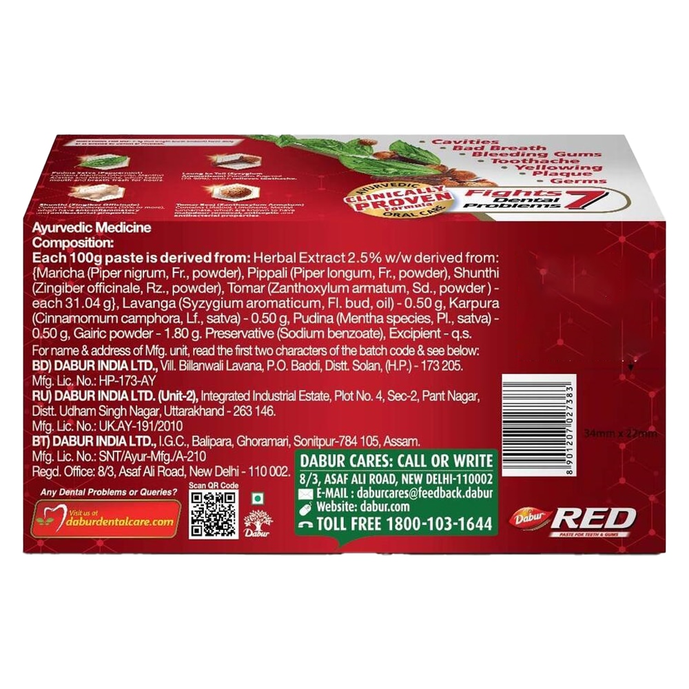 Dabur Red Ayurvedic Toothpaste: 3x150 gms